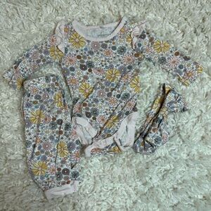 Milkberry Bamboo Floral Outfit (matching headband) | 0-3 months
